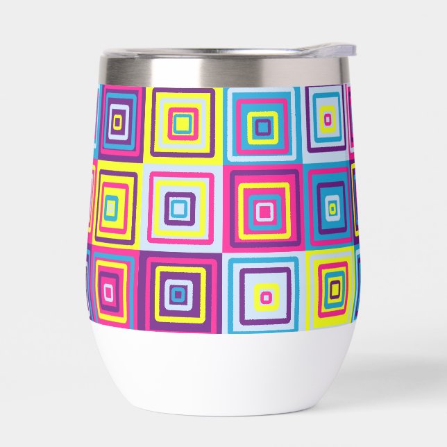 Squares Pattern Thermal Wine Tumbler (Left)