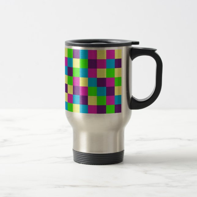 Squares  pattern travel mug (Right)