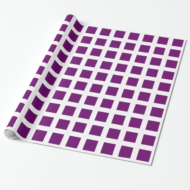 Squares - Plum on White Wrapping Paper (Unrolled)