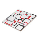 Squares Red Black Gray White Retro Ceramic Tile