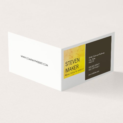 Squares Simple  Grungy Yellow  Brown Business Card