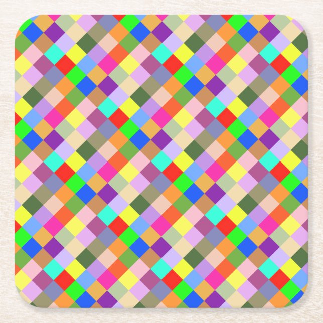 Squares Squared Square Paper Coaster (Front)