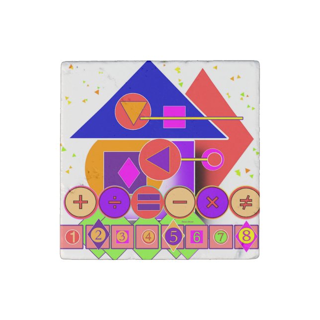 SQUARES TRIANGLES NUMBERS STONE MAGNET (Front)