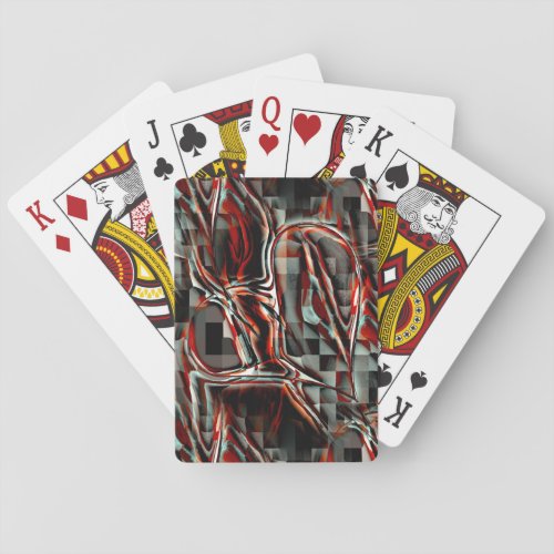Squares under strange reddish spots forming heart  playing cards