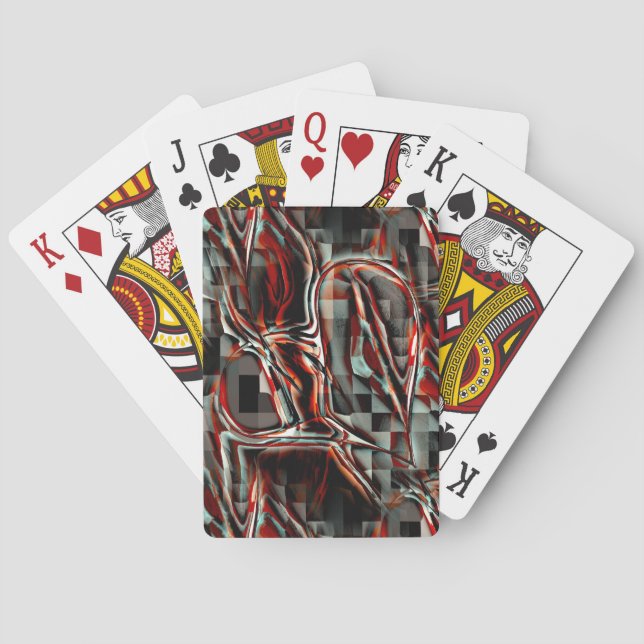 Squares under strange reddish spots forming heart  poker cards (Back)