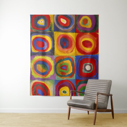 Squares w Concentric Circles 2  Kandinsky  Tapestry