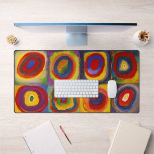 Squares w Concentric Circles Kandinsky Desk Mat