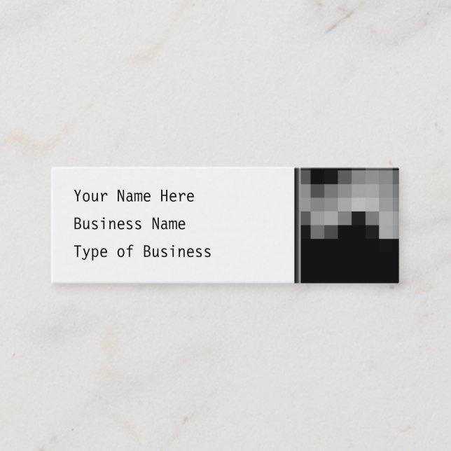 Squares Wave Abstract. Black and Gray Mini Business Card (Front)