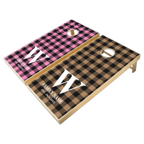 Squares Wedding Checkbox Buffalo Plaid Cornhole Set