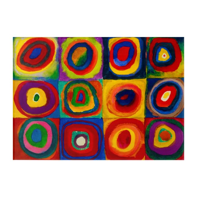 Squares with Circles, Abstract, Wassily Kandinsky Acrylic Print (Front)