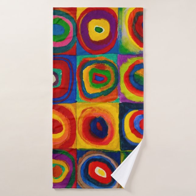 Squares with Circles, Abstract, Wassily Kandinsky Bath Towel (Bath Towel)