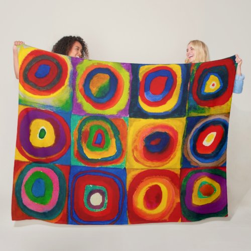 Squares with Circles Abstract Wassily Kandinsky Fleece Blanket