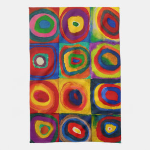Squares with Circles, Abstract, Wassily Kandinsky Kitchen Towel