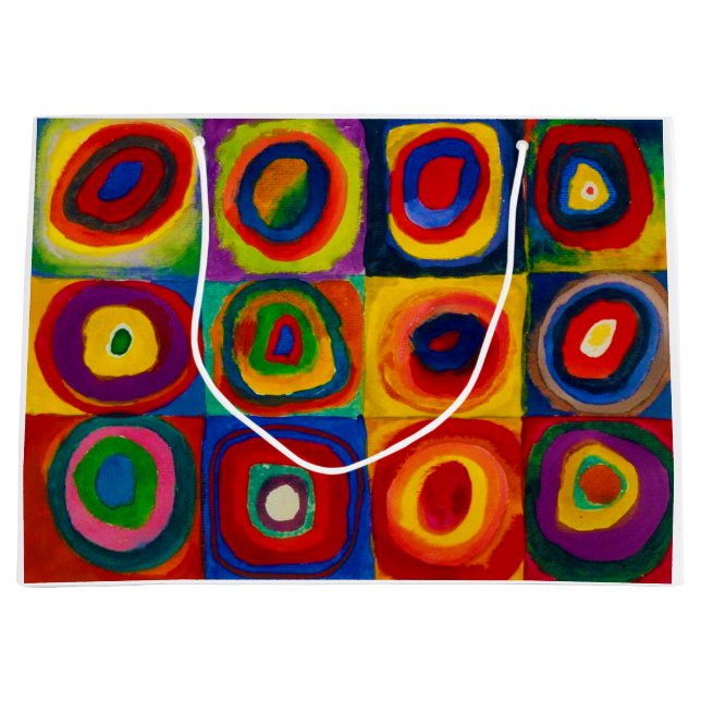 Squares with Circles, Abstract, Wassily Kandinsky Large Gift Bag (Front)