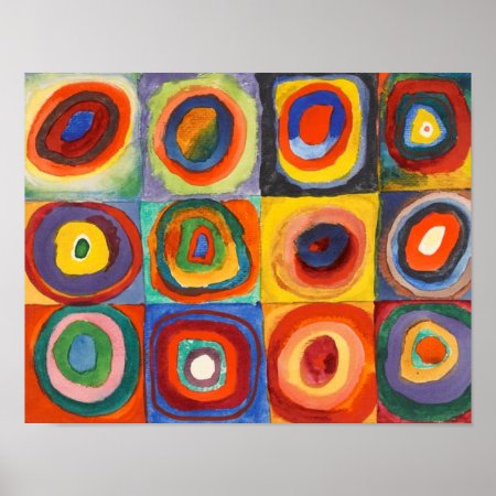 Squares With Concentric Circles By Kandinsky Poster