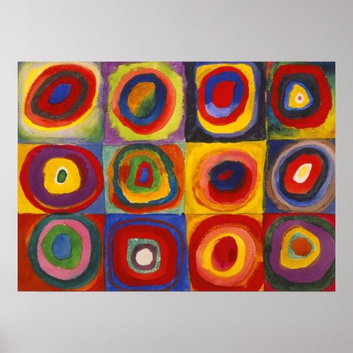 Squares with concentric circles Kandinsky  Poster