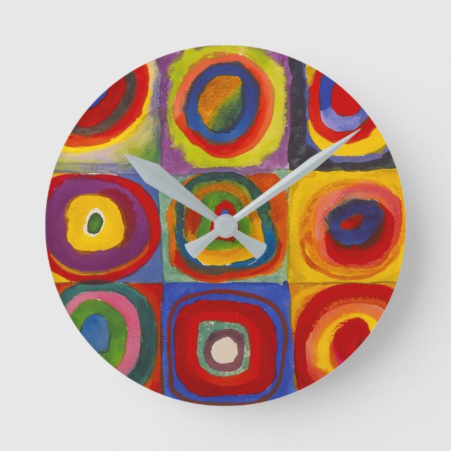 Squares with Concentric Circles | Kandinsky | Round Clock (Front)