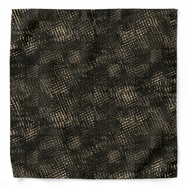 Squares with crossed scratches or dark brown cubes bandana (Front)