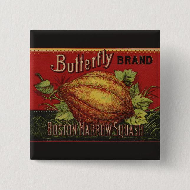 Squash Antique Vegetable Label Can Button (Front)