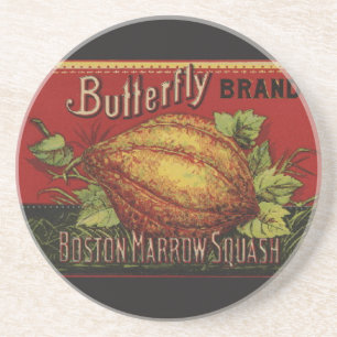 Squash Antique Vegetable Label Can Drink Coaster