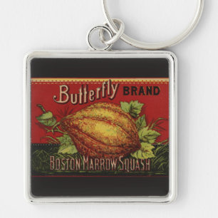 Squash Antique Vegetable Label Can Keychain