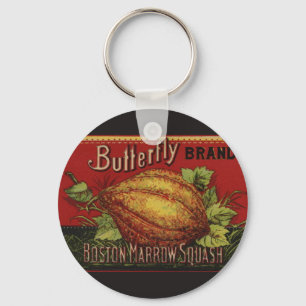 Squash Antique Vegetable Label Can Keychain