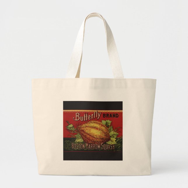 Squash Antique Vegetable Label Can Large Tote Bag (Front)