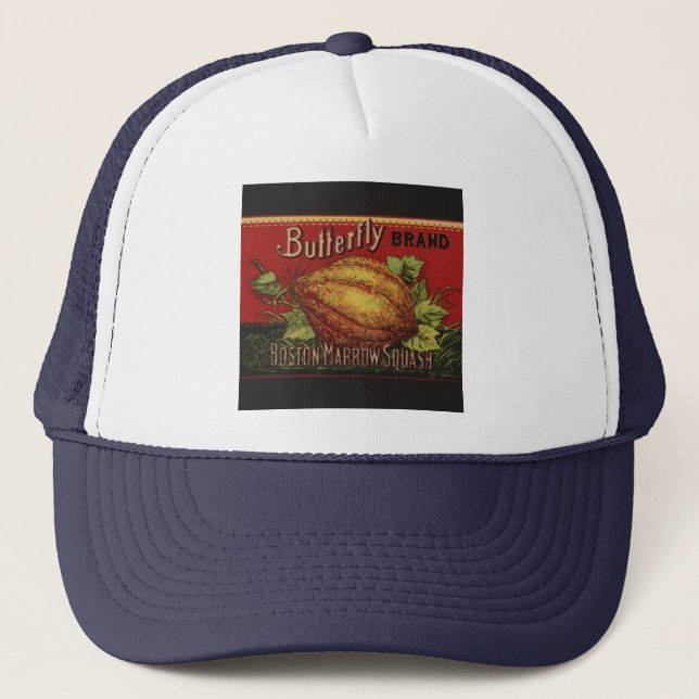 Squash Antique Vegetable Label Can Trucker Hat (Front)
