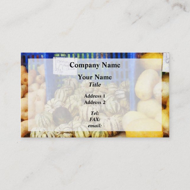 Squash at Farmer's Market Business Card (Front)