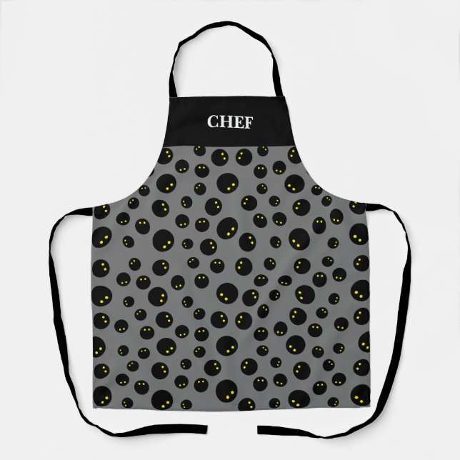 Squash ball pattern BBQ apron for kitchen chef (Front)