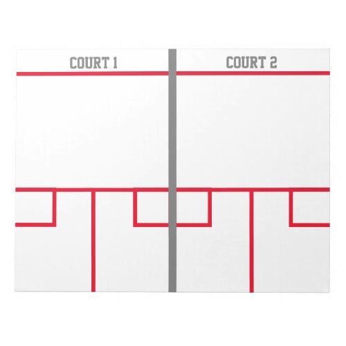 Squash court notepad for coach instruction lessons