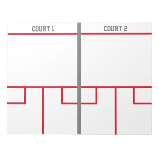 Squash court notepad for coach instruction lessons (Front)