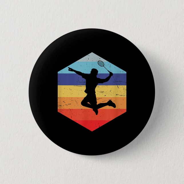 Squash Mens Badminton Player  Button (Front)