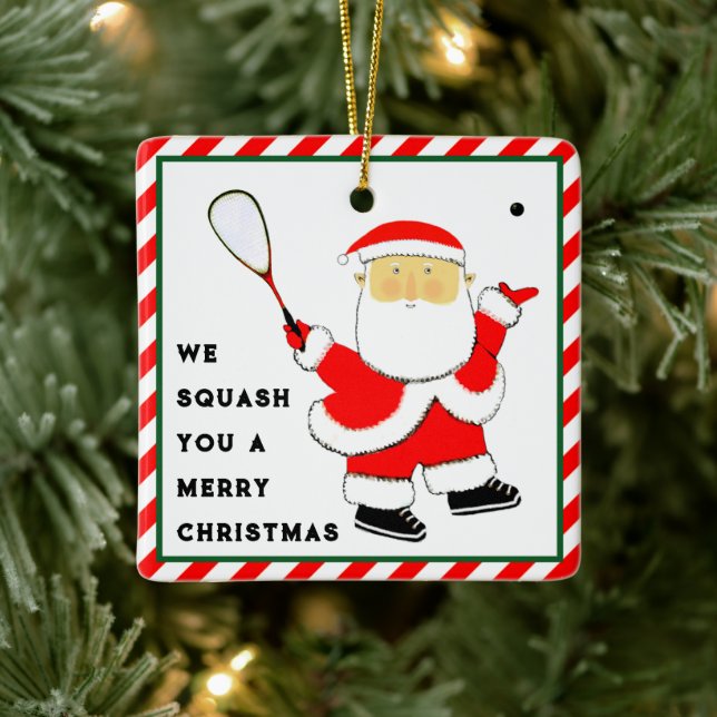 Squash Player Christmas Collectible Ceramic Ornament (Tree)