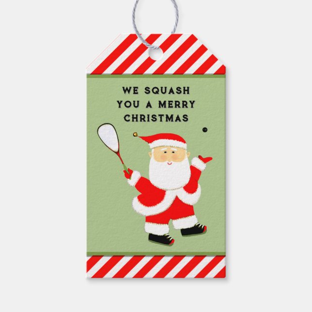 Squash Player Christmas Gift Tags (Front)