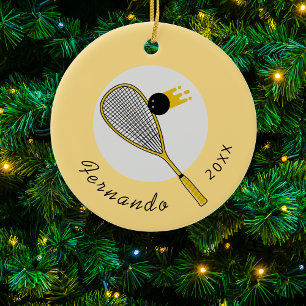 Squash Player Coach Custom Name & Year Ceramic Ornament