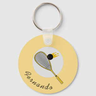 Squash Player Coach Racketball Custom Name Sport Keychain