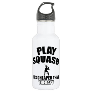 Squash player designs stainless steel water bottle