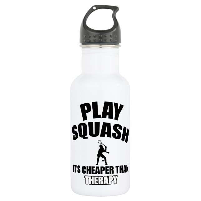 Squash player designs stainless steel water bottle (Front)