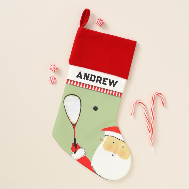 Squash Player Holiday Gift Christmas Stocking (Front)