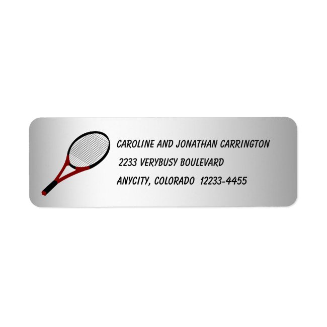 Squash Racket Silver Return Address Label