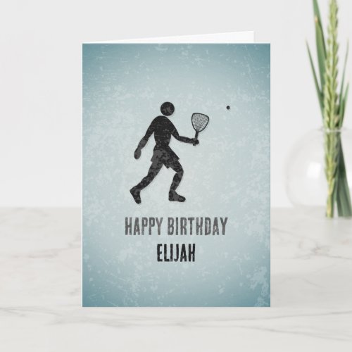 Squash Racketball Sporty Guy Occasion  Birthday Card