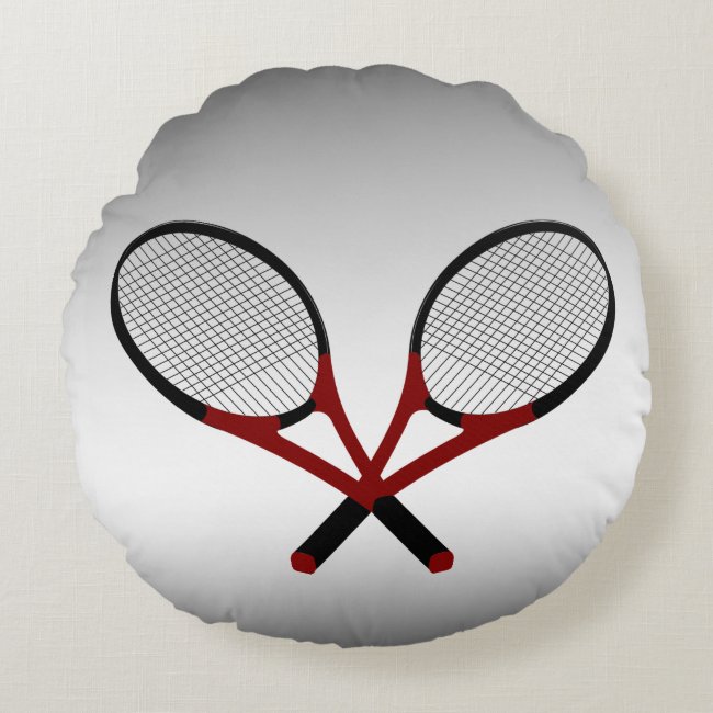 Squash Rackets Round Pillow