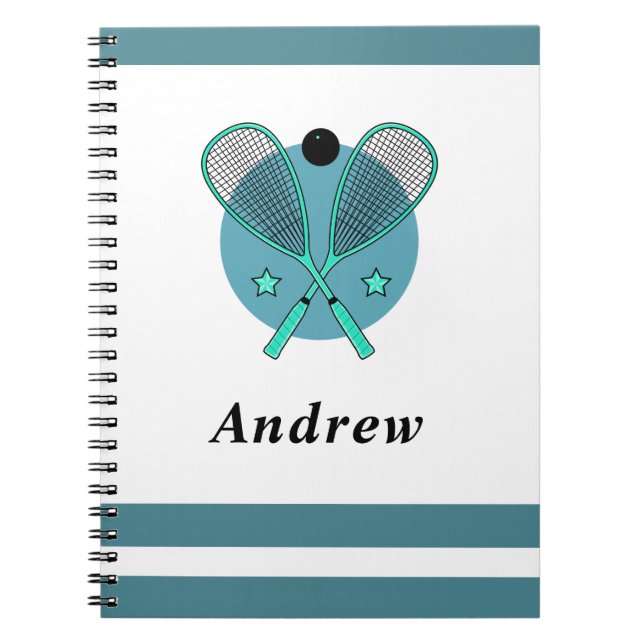 Squash Racquetball Rackets Player Coach Kids Name  Notebook (Front)