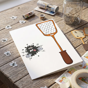 Squashed Fly and Fly Swatter Dead Bug Humor Card
