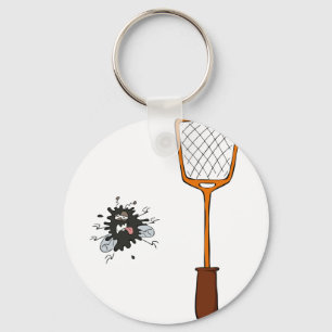 Squashed Fly and Fly Swatter Dead Bug Humor Keychain