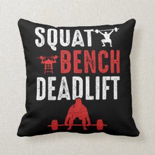Squat Bench Deadlift Gym Workout Powerlifting Throw Pillow