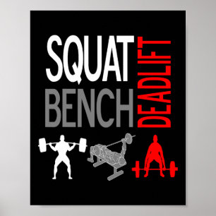 Squat Bench Deadlift T Shirt Gym Weightlifting Tee Poster