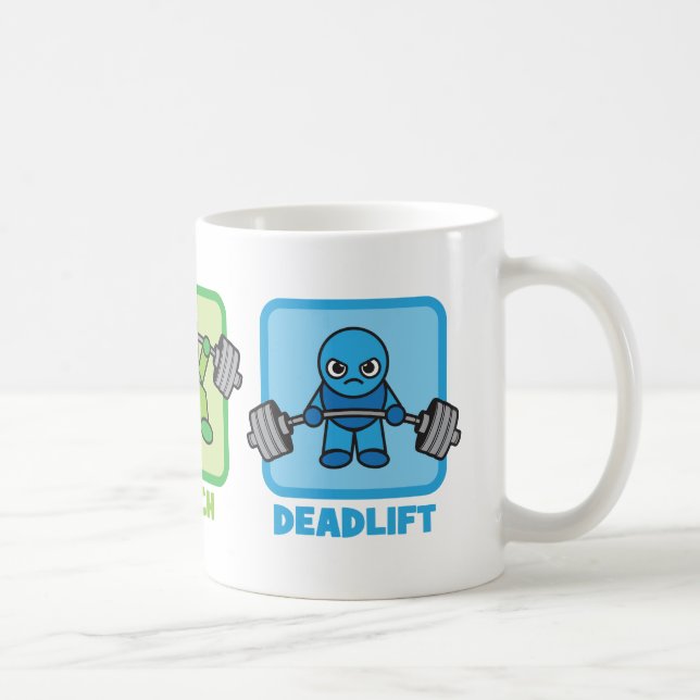 Squat, Bench Press, Deadlift - Kawaii Powerlifter Coffee Mug (Right)