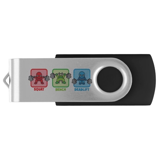 Squat, Bench Press, Deadlift - Kawaii Powerlifter Flash Drive (Back)